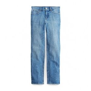 J.Crew Rhinestone-Embellished Mid-Rise Straight Leg Jeans – Size 27